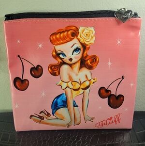 Fluff Pink and Blue Pin-Up Cosmetic Bag